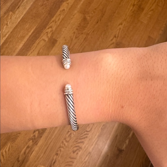 David Yurman Cable Collection Diamond and Pearl Bracelet 5MM (medium) - Picture 7 of 8